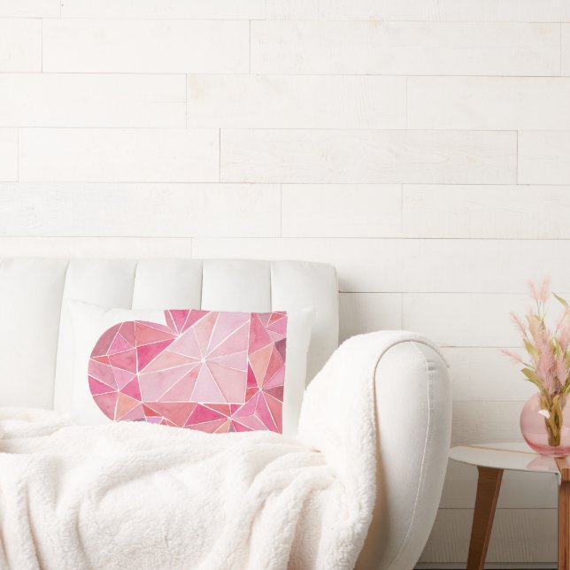 Rosa Diamond Heart Gem KÄRLEK You Valentine Lumbarkudde (Soffa)