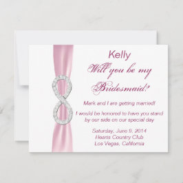 Rosa Diamond Infinity Bröllop Bridesmaid Card Inbjudningar