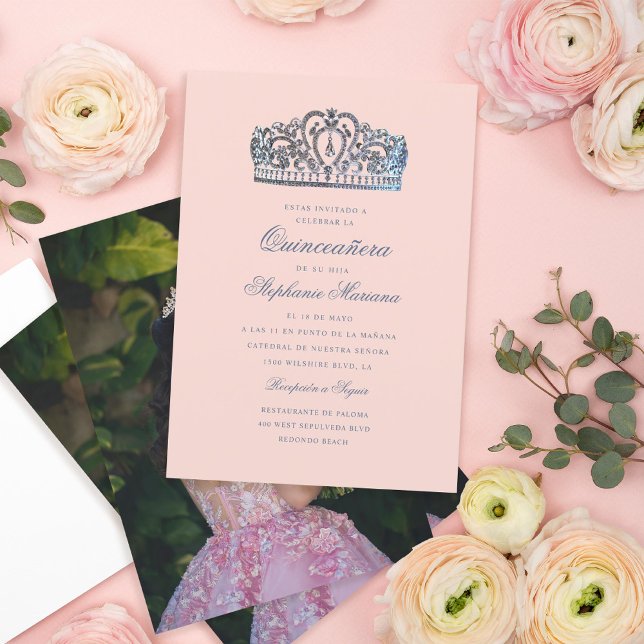  Rosa Diamond Krona Princess Quinceañera Inbjudningar (Skapare uppladdad)