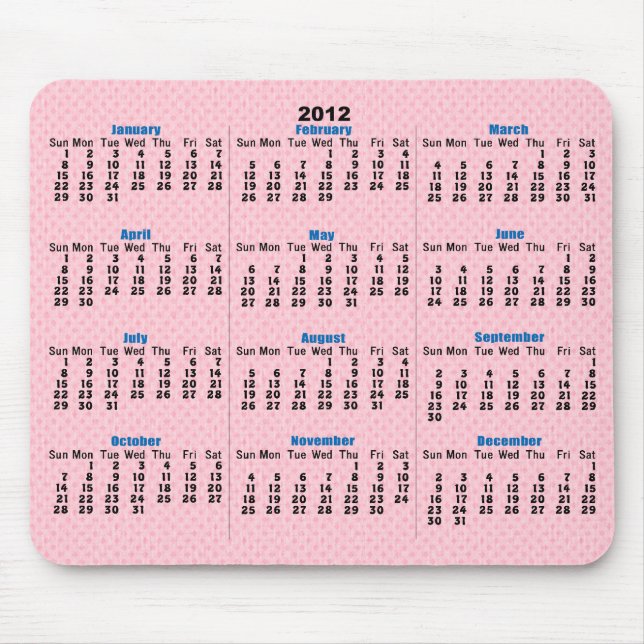 Rosa Diamond Mönster 2012 Calendar Mousepad Musmatta (Framsidan)