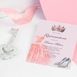 Rosa Diamond Queen Exklusiv Quinceañera Inbjudningar