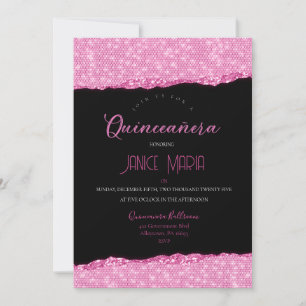 Rosa Diamond Quinceañera-inbjudan Inbjudningar