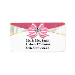 Rosa Diamond Ribbon med Rosa Damask Adressetikett