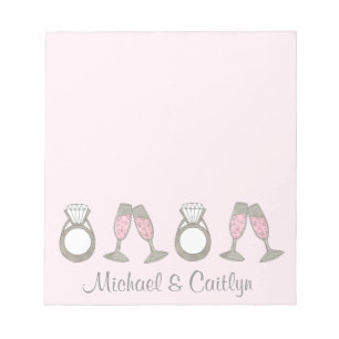 Rosa Diamond Ring Champagne Glass Bröllop Bride Anteckningsblock