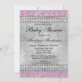 Rosa Diamonds Baby Shower Bling Girl Bling Inbjudningar