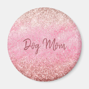 Rosa Diamonds Glitzy Gnistra Glitter Hund Mamma Magnet