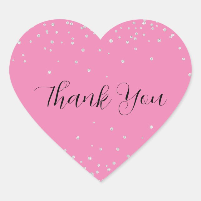 Rosa Diamonds Namn Hjärtformat Klistermärke (Framsida)