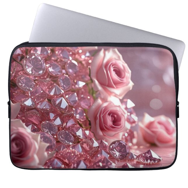 Rosa Diamonds & Petals Laptop Fodral (Framsidan)