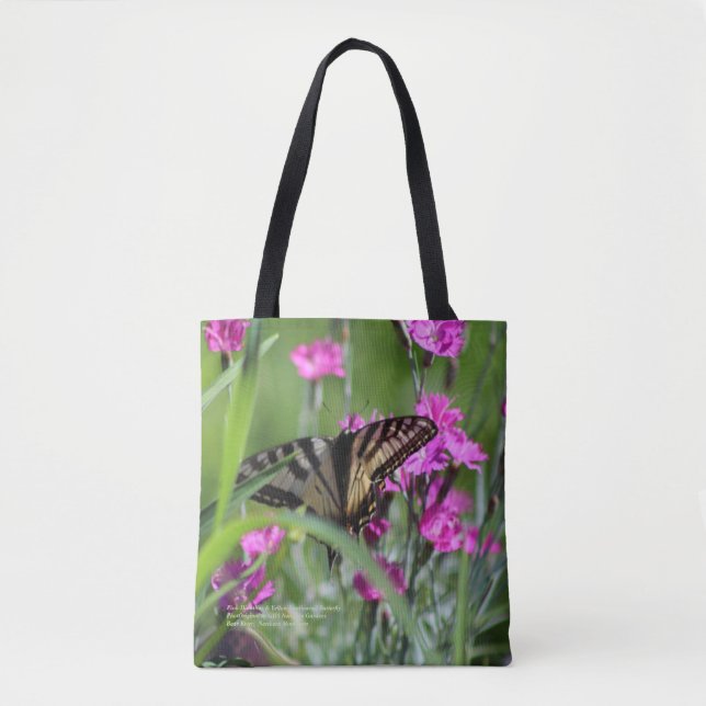 Rosa Dianthus & gul Swallowtail fjäril Tygkasse (Framsida)