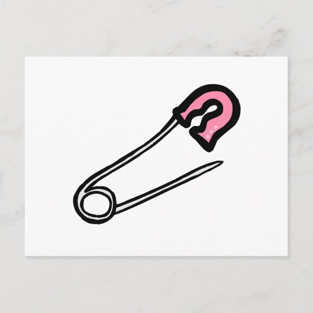 Rosa Diaper Pin Vykort (Framsida)