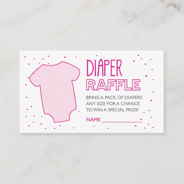 Rosa Diaper Raffle Biljett Tilläggskort (Framsida)