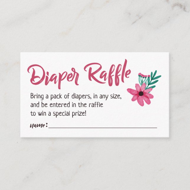 Rosa Diaper Raffle Card Tilläggskort (Framsida)
