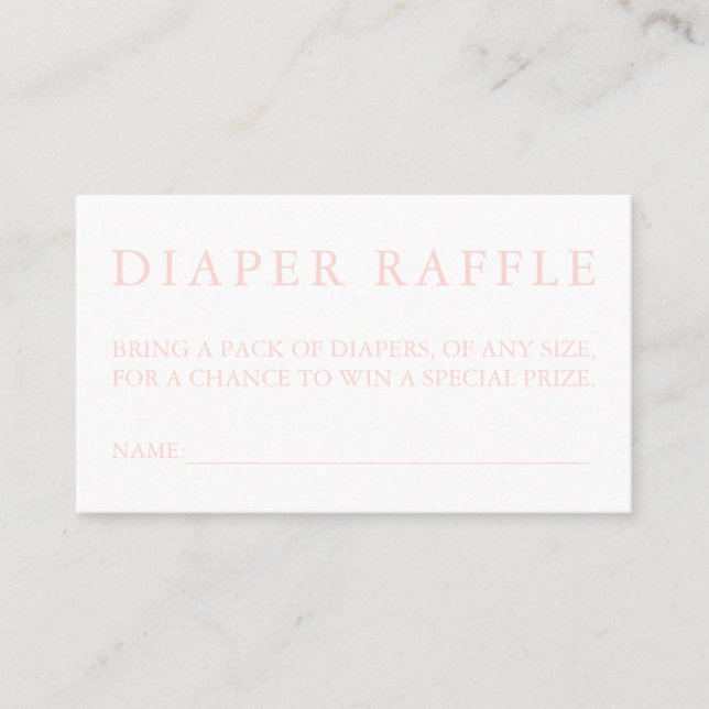 Rosa Diaper Raffle Card Visitkort (Framsida)
