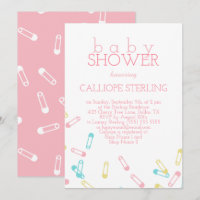 Rosa Diaper Stift Pastel Baby Shower-inbjudan