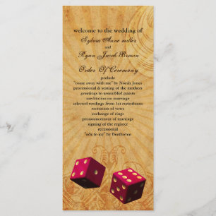rosa Dice Vintage Vegas bröllopsprogram Program