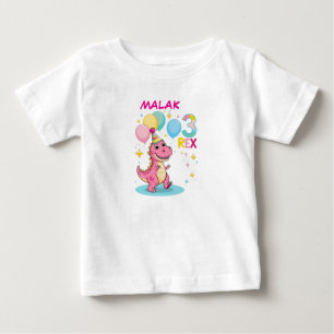 Rosa Dino 3:e födelsedagen Party Graphic T Shirt