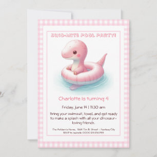 Rosa Dino-Mite Birthday Bassäng-inbjudan Inbjudningar