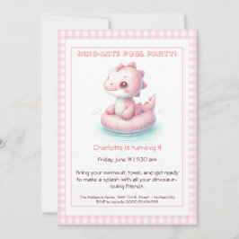 Rosa Dino-Mite Birthday Bassäng-inbjudan Inbjudningar