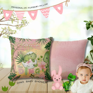 Rosa Dino-Mite Pillow for Girls'Nursery Kudde