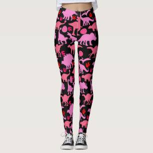 Rosa Dino Mönster Black BG Leggings