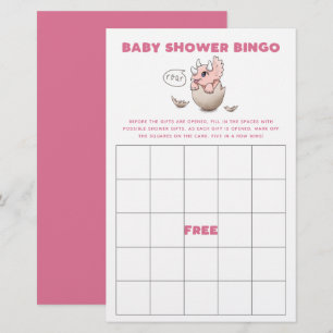 Rosa Dinosaur Baby Shower Bingo Game