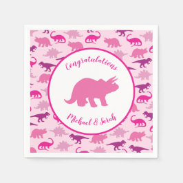 Rosa Dinosaur Baby Shower Cute Dino Girl Pappersservett