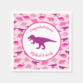 Rosa Dinosaur Baby Shower Cute Dino Girl Pappersservett