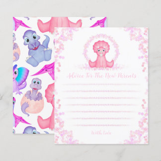 Rosa Dinosaur Baby Shower Parents Advice Card