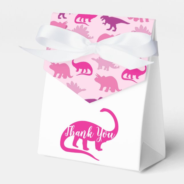 Rosa Dinosaur Baby Shower Presentaskar (Framsidan Sidan)