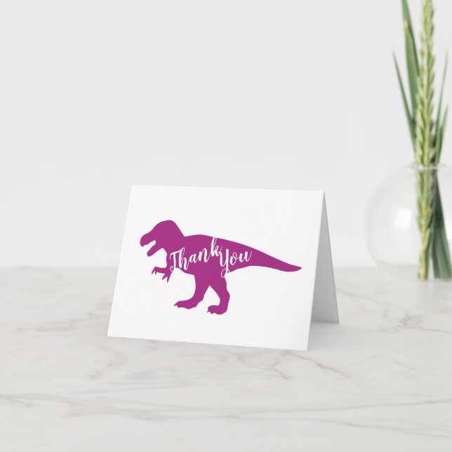 Rosa Dinosaur Baby Shower Tack Kort (Framsida)