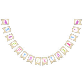 Rosa Dinosaur Birthday Banner Vimplar