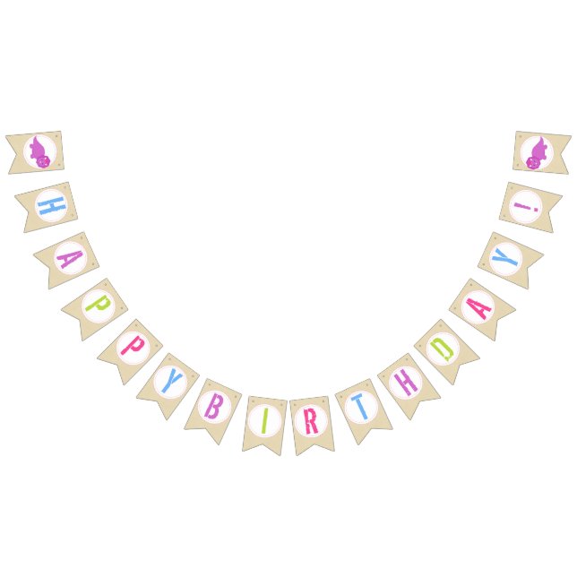 Rosa Dinosaur Birthday Banner Vimplar (Alla)