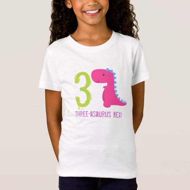 Rosa Dinosaur Birthday Shirt Girl Dinosaurs T (Framsida)