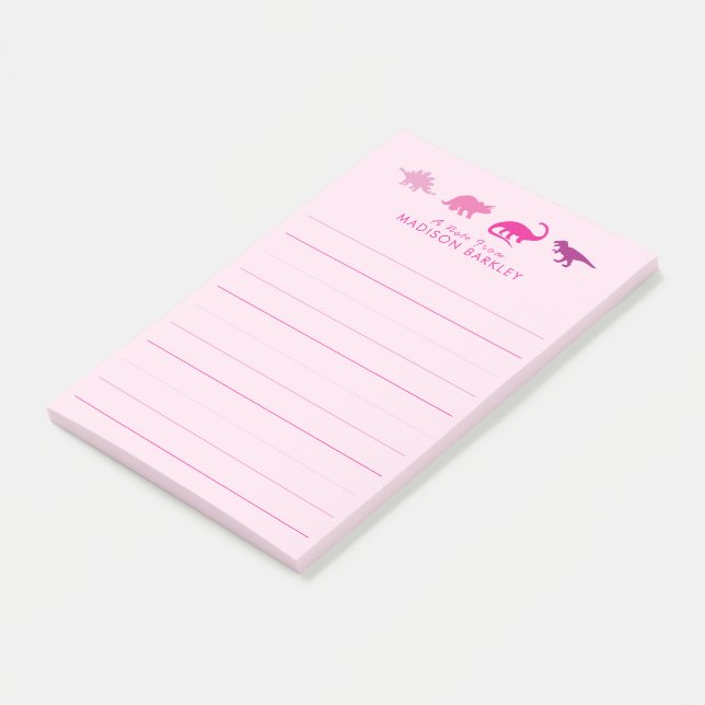Rosa Dinosaur Cute Barn Dino Post-it Block (Vinklad)
