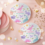 Rosa Dinosaur-Födelsedagsfest Underlägg Papper Rund<br><div class="desc">Rosa Dinosaur Födelsedagsfest Rund Papper Underlägg Alla utformningar är © PIXEL PERFECTION PARTY LTD</div>