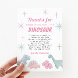Rosa Dinosaur Girl Baby Shower Tack Kort