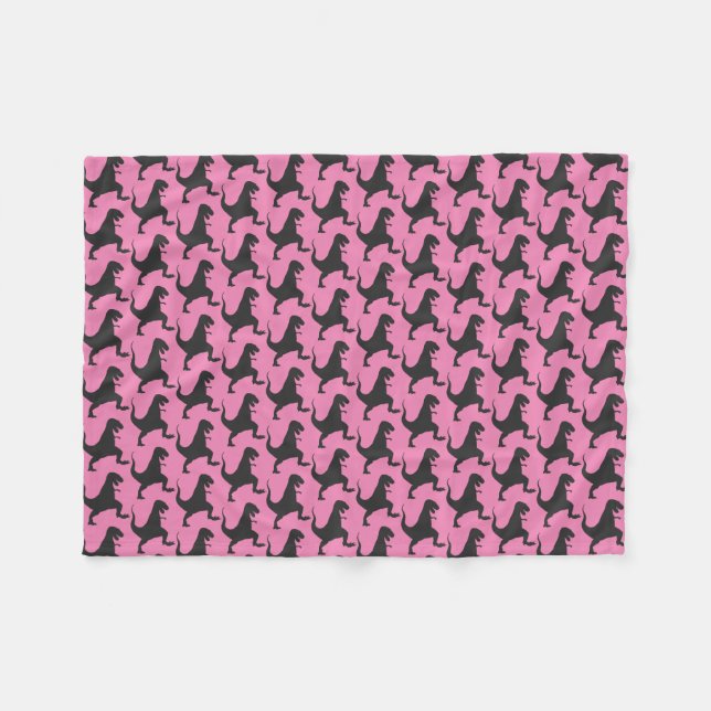 Rosa Dinosaur jul-Fleece Blanket Fleecefilt (Framsidan (Horisontell))
