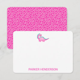 Rosa Dinosaur Kids Personlig Stationery Tack Kort