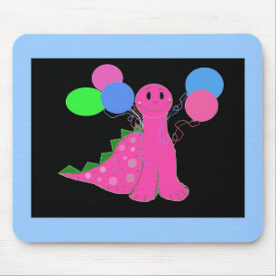 Rosa dinosaur med ballonger musmatta