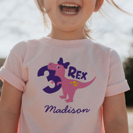 Rosa Dinosaur med Bow T-Shirt