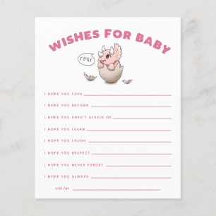 Rosa Dinosaur Önskemål för Baby Card