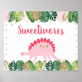 Rosa Dinosaur Sweetivores Birthday Food Bord Sign Poster