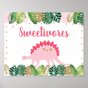 Rosa Dinosaur Sweetivores Birthday Food Bord Sign Poster