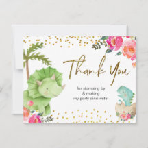 Rosa Dinosaur - tack för ditt kort