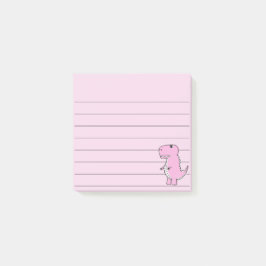 Rosa Dinosaur Teckning, 3 x 3 Post-it Block