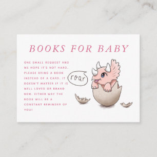 Rosa Dinosaur Theme Baby Shower Bok-begäran Tilläggskort