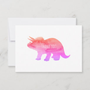 Rosa Dinosaur Triceratops - ett enkelt tackkort Tack Kort