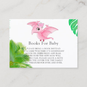 Rosa Dinosaur Tropical Löv Girl Bokar för Baby Visitkort
