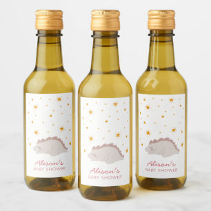 Rosa Dinosaur Twinkle Star Baby Shower Girl Mini Vinetikett