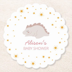 Rosa Dinosaur Twinkle Star Baby Shower Girl Party Underlägg Papper